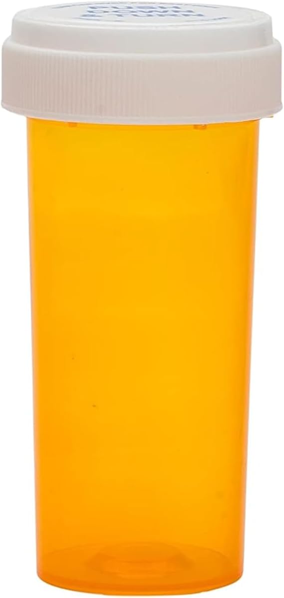 Reversible Plastic Pharmacy Pill Bottles with Reversible Caps - Pharmacy Prescription Empty Containers, 60 Dram Vials (12ct)
