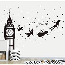 Runtoo Black Wall Decals Peel and Stick for Nursery London Silhouette Quotes Wall Art Stickers Baby Kids Room Daycare Playroom Decor