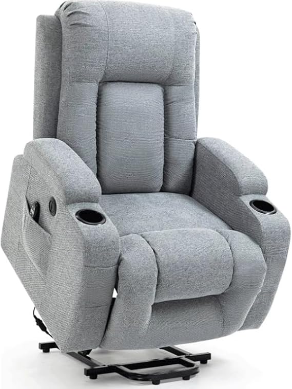 Electric Power Lift Heated Recliner Chair Power Lift Massage Recliner Chair Sofa with Standing Assistance 2 Cup Holders 4 Pockets, Living Room Home Theater Reclining Sofas Chairs