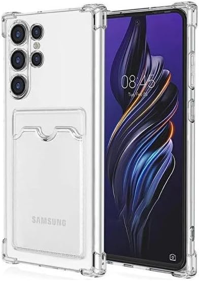 Samsung S23 Ultra İle Uyumlu Yüksek Kalite Özel Kartlıklı Şeffaf Telefon Kılıfı – Arka Cepli Cüzdanlı Silikon Koruyucu Kapak, Darbe Emici Esnek TPU, Günlük Kullanıma Uygun SZR03