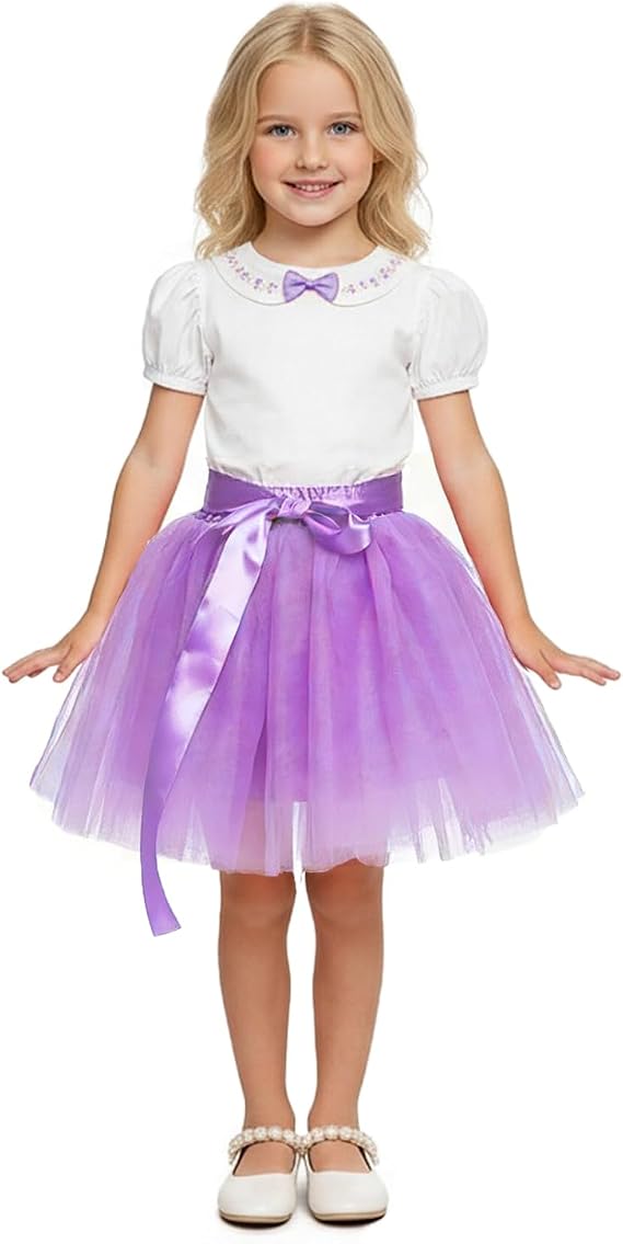 kephy Tutu Skirt for Girls, 7 Layer A-Line Princess Tulle Skirt for Birthday Party, Halloween, Ballet & Daily Wear(4-6T)