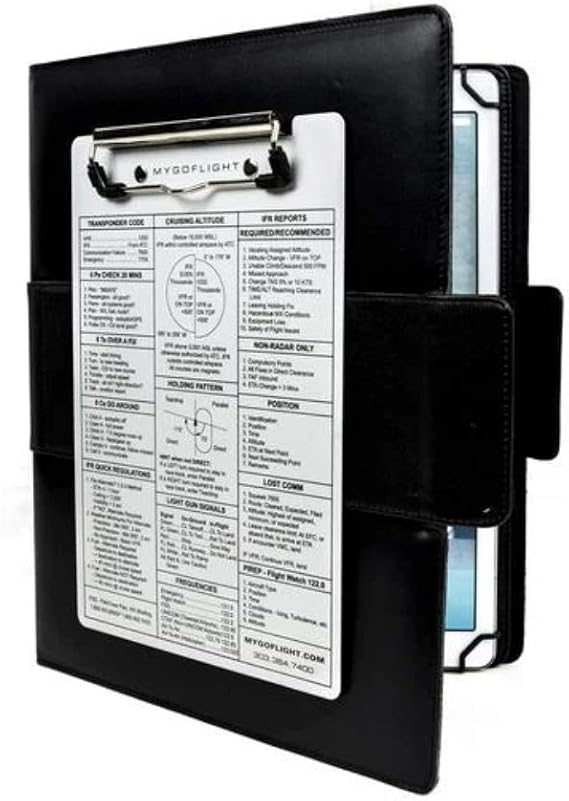Universal iPad Pro 12.9 Folio C Kneeboard (KNE-5020) | Cockpit-Ready Rotating Board w/ Removable Leg Strap, Built-In Stand & Magnetic Clipboard - For 12-13" Tablets / iPad Pro