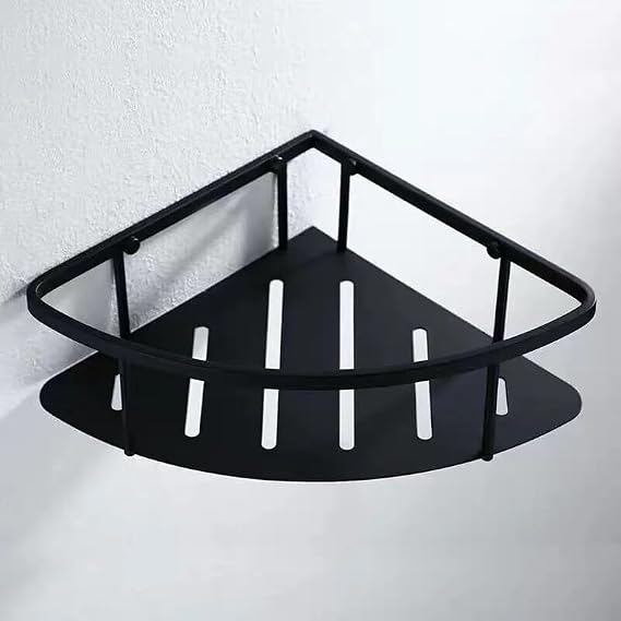 Corner Shower Caddy Bathroom Corner Shelf, 304 Stainless Steel Shower Shampoo Soap Cosmetic Kitchen Holder, Single Tier Bath Accessories, Nail Punched Shower Organi,Black