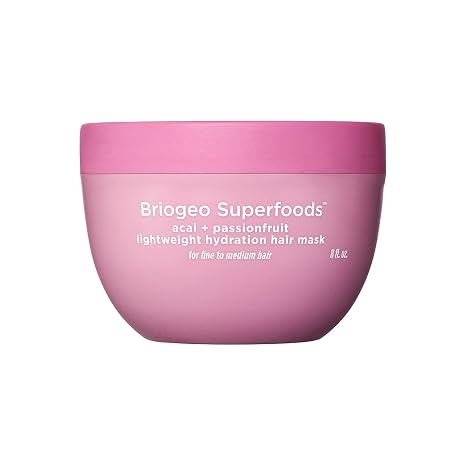 Briogeo Superfoods Acai + Passionfruit Lightweight Hydration Hair Mask Deep Conditioner for Fine Hair, Boosts Shine & Softness, Weightless Moisture, Vegan & Cruelty-Free