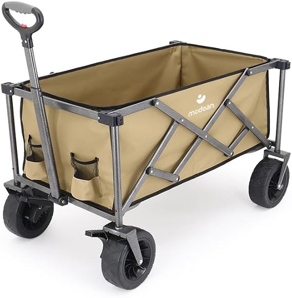 Beach cart with Balloon Wheels, Collapsible Wagon carts for Sand, Folding Wagon cart with Large Capacity, Utility Outdoor cart for Garden, Sports, Shopping, Camping, Groceries