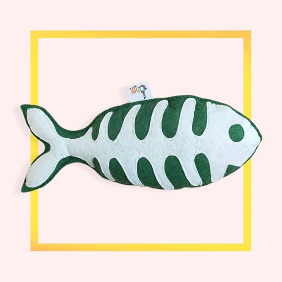 Green Fish - Cat Mint (Catnipli) & Cat Ringtone Cat Pillow - Dino Pet Toy