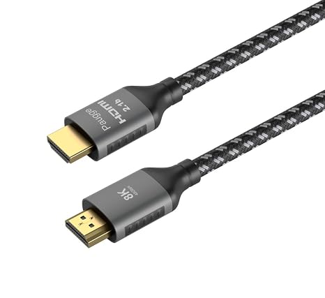 Paugge Ultra Certified HDMI® 2.1b Cable - (2.1b/2.1/2.0b/2.0/1.4) 10K, 8K 60Hz, 4K 240Hz 165Hz 144Hz 120Hz 60Hz, eARC, HDCP2.3, HDR, D-HDR, Dolby Vision, Dolby Atmos (2m)