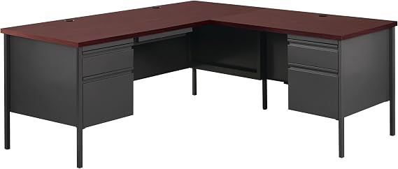 Corner Office Desk with Right Hand Return, 66D x 72W, Charcoal/Mahogany