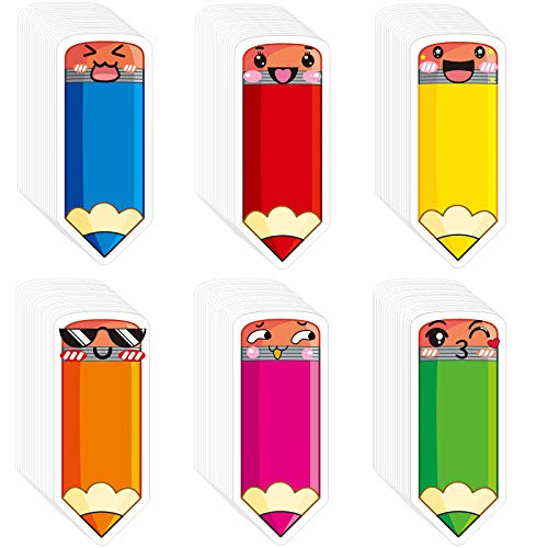 Outus 108 Pcs Colorful Pencil Cutouts Name Tags for Classroom Bulletin Board Locker Decor with 120 Pcs Glue Point Dots Pencils Accents Labels for Teacher Student Back to School Party Door DecorCute