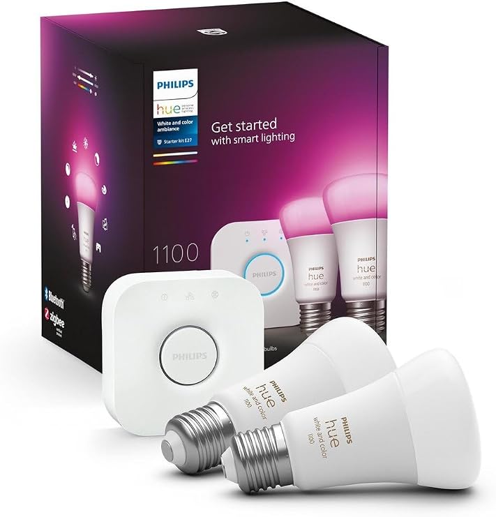 Philips HueWCA 9W E27 Renkli Akıllı Ampul 2'li Başlangıç Seti [Enerji Sınıfı F]
