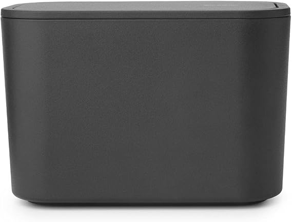 Brabantia - Mindset Banyo Atık Kutusu - Küçük Atıklar için İdeal - Çıkarılabilir Salıncak Kapağı - Temizlemesi Kolay - Çizilmez - Korozyona Dayanıklı - Koyu Gri - 8,5 x 15 x 9,8 cm