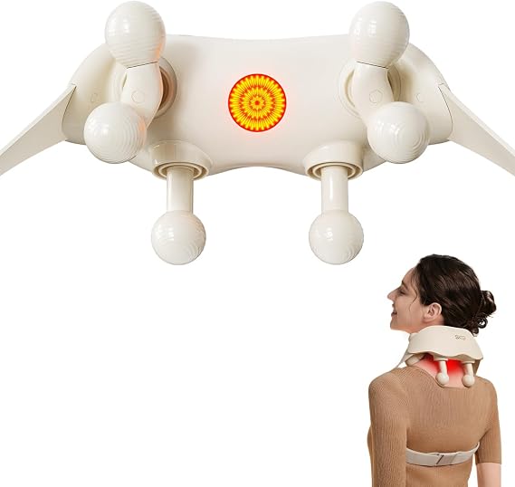SKG HS500 FSA Eligible Cordless Neck Massager with Heat for Relief Deep Tissue, Shiatsu Shoulder Massager for Neck and Shoulder Relaxation, Fathers Day Dad Gifts, Gifts for Men Grandpa, HSA Eligible
