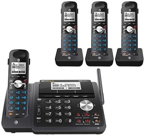 AT&T TL88102BK DECT 6.0 2-Line Expandable Cordless Phone with Answering System and Dual Caller ID/Call Waiting, 3 Handsets, Black
