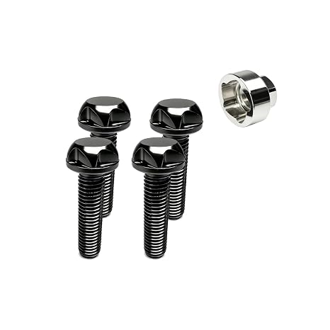 Black M8 Security Bolts, 70mm, 4 Lock + 1 Key