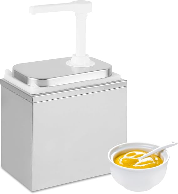 Sauce Dispenser Pump, 2L Condiment Pumps Station with Food-Grade Container & Pump, for Ketchup BBQ Sauce Syrup Salad Dressing