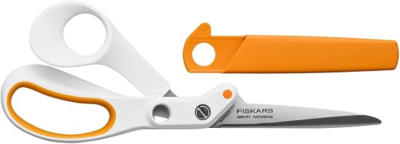 Fiskars Razor Edge tailoring shears, length: 21 cm, stainless steel blade/plastic handles, white/orange, Amplify, 1070081
