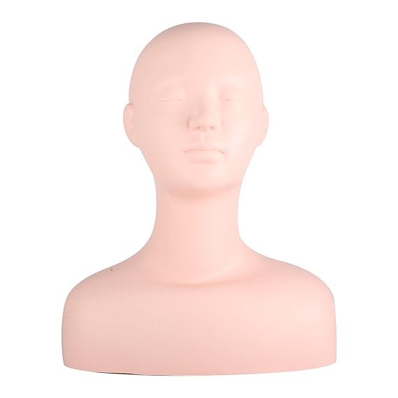 Esthetics Mannequin Head with Shoulders, Silicone PVC | Soft Mannequin Head with Shoulders for Makeup, Facial Practice, Massage, Wig and Hat Display