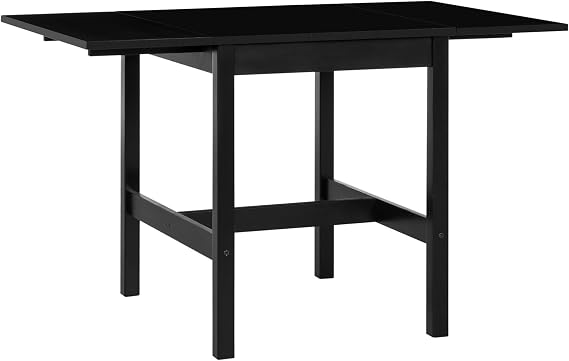 HOMCOM Foldable Solid Wood Dining Table Drop Leaf for Small Spaces Black