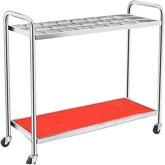 Umbrella Stand Stainless Steel Umbrella Stand with Universal Wheel Umbrella Holder Floor Stand Umbrella Rack for Hotel Lobby Shelf Bucket (Color : Silver, Size : 88 * 34 * 77cm)