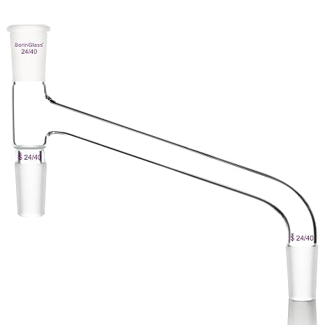BorinGlass Glass Distilling Adapter, Borosilicate Glass 75 Degree Bent Chemistry Distillation Adapter with 24/40 Standard Joint