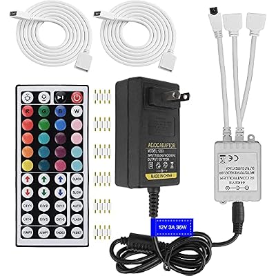 2-Port 44 Key IR LED Light Remote,RGB Control Box DC 12V 3A LED Power Supply Led Light Adapter 2 Pack 3.3FT Extension Cable for 5050 2835 RGB LED Strip LightsIncompatible 24V LED Strip Light