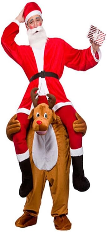 Christmas Carry Ride On Me Shoulder Santa Claus PARTY Mascot Costume Ride On Costume