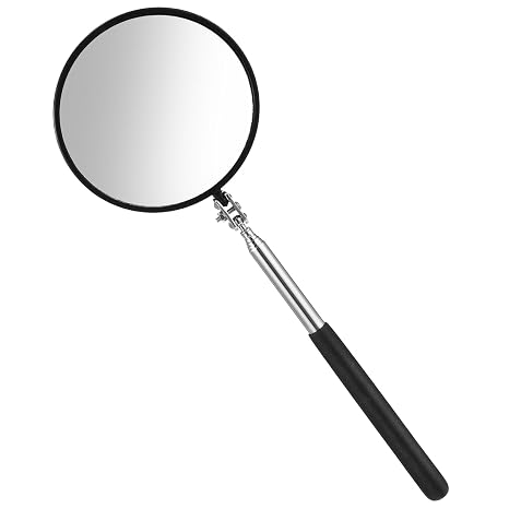 Telescoping Inspection Mirror, 360 Rotation Flexible Inspection Mirror Circular Inspection Mirror with Retractable Handle Round Inspection Mirrors for Checking Vehicle Condition(Dia-4 Inch)