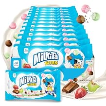 Milkita Bites Milk Candy Low-Sugar Healthy Sweets with Real Milk for Kids & Adults Bite-Size, Gluten Free Candy with Calcium for Sharing & On-the-Go (Chocolate, Strawberry & Honeydew 12 Pack)