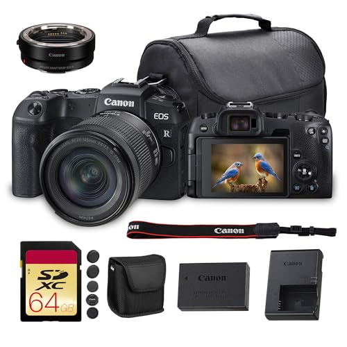 Canon EOS RP Mirrorless Camera with 24-105mm f4-7.1 Lens | 26.2MP Full-Frame Sensor, Dual Pixel AF & 4K Video | for Travel & Portrait Photography 3380C132  Adapter EF-EOS R  64GB Card  More