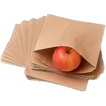 Clearly | Food Grade Brown Strung Paper Bags 10" x 10" | Premium Quality UK Made Sulphite Paper Bags - Ideal For Kitchen Food Sandwich Fruit Veg Storage Grocery Shop Pastries (500)