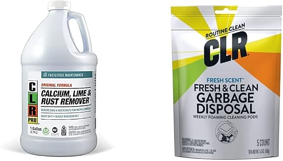 CLR PRO Calcium, Lime and Rust Remover (1 Gallon) Fresh & Clean Garbage Disposal Cleaner (5 Pods)