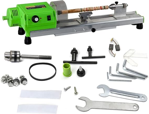 Mini Wood Lathe Benchtop MICRO Woodturning Lathe Grinding Polishing Beads Drill Rotary Tool Set Variable Speed (Standard)