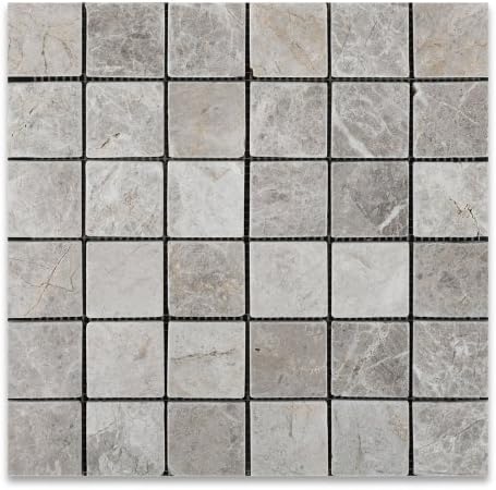 Silverado Gray 2X2 Marble Tumbled Mosaic Tile