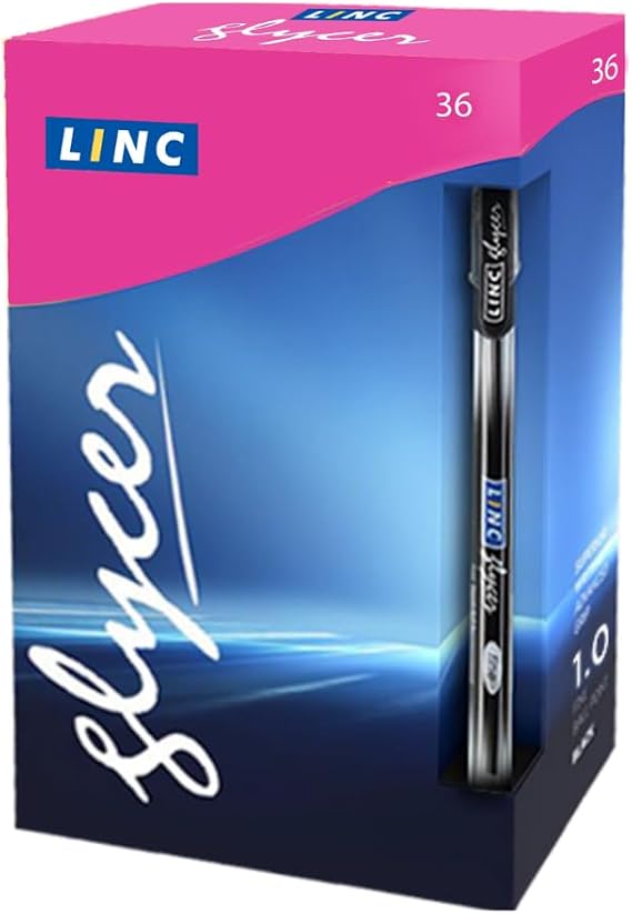 linc Glycer Ball Pen [Black] Pack of 36, 1.00 mm Tip, Low Viscosity Pigmented Ink for Consistent Writing, Ballpoint Pens for Journaling & Assignments| Office & School Supplies