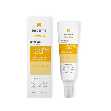 Sesderma Repaskin SPF 50+ Dry Touch 50 ml - Matting Sun Cream for Face & Body UVA/UVB Protection Physical & Chemical Filter Quick Absorbent Anti-Photoaging