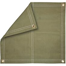 Gemplers Weather Tough Super Tarp, 4'X4' Olive Ultra-Strong Rugged Fully Breathable Waterproof Poly/Canvas Blend Tarpaulin with Brass Spur Grommets