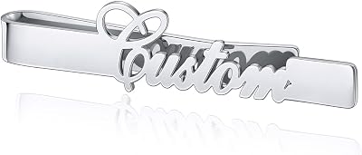 Zysta Personalized Custom Name Tie Clip for Mens Initials Letters Engraved Stainless Steel Tie Clip Wedding Jewelry for Groom Father Customized Initials Tie Bar Tie Pin