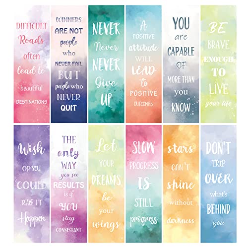 60 PCS Inspirational Bookmarks for Women Men, 12 Styles Encouraging Bookmark for Kids Students, Positive Bookmarks Bulk for Reading Lovers Teachers School Home