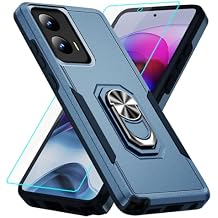 for Moto G Stylus 5G 2024 Case with Screen Protector: Shockproof Military-Grade Heavy Duty with Ring Kickstand Phone Case for - Motorola G Stylus 5G 2024 Blue