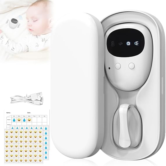Bed Wetting Alarm Children, Wireless Bedwetting Alarm, 3 Alert Modes Pee Monitor with Sound & Vibration, Bedwetting Monitors for Potty Training, Care of Kids and Elderly, White