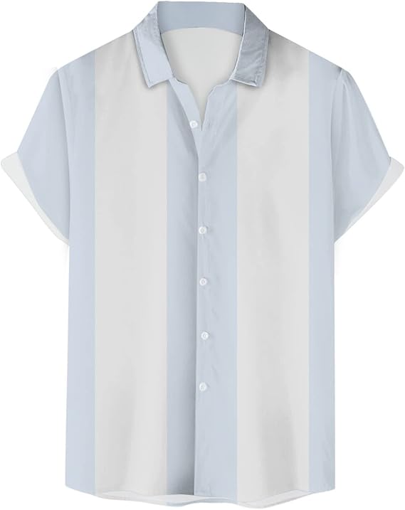 Mens Bowling Shirts Short Sleeve Button Down 1950s Retro Rockabilly Style Hawaiian Shirts 2026 Summer Beach Tops Trendy