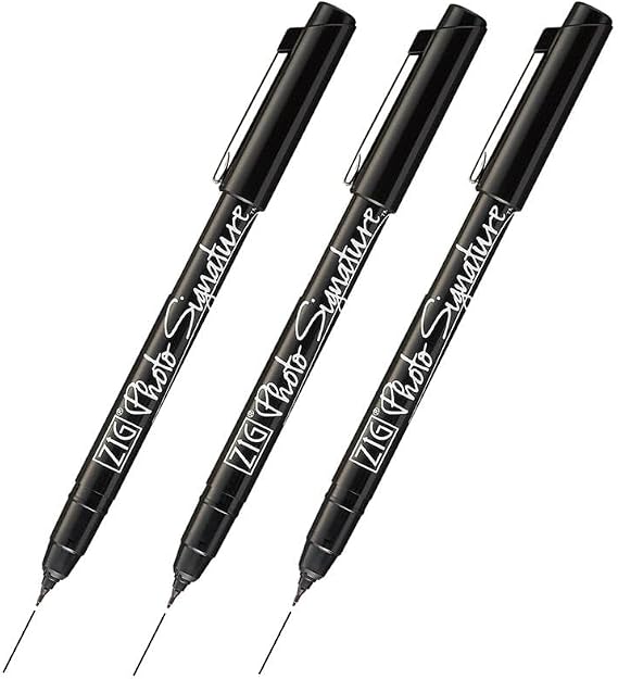 Zig Kuretake 0.7mm Photo Signature Marker pen 3 pcs set, Black, for photo signature, Made in Japan