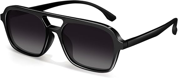 Sunier Trendy Sunglasses for Womens and Mens, Polarized Retro Pilot Shades with UV400 Protection Lenses