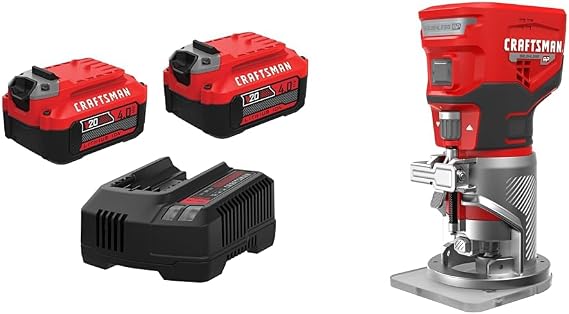 CRAFTSMAN V20 Router Tool, Cordless (CMCW400B) with Battery and Charger (CMCB204-2CK)