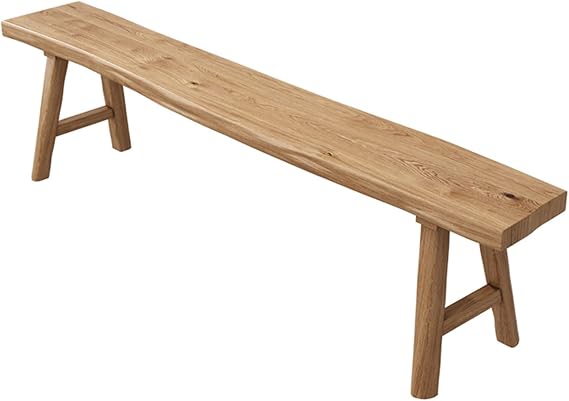 Farmhouse Wooden Bench, Long Rustic Indoor Storage Bench for Entryway, Narrow Bench Slim Vintage Bench Living Room, Dining Room, Solid Wood Construction, Original Wood(120cm/47.2inch Natural edge)