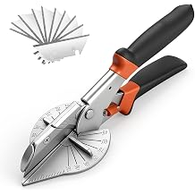 Mitre Shears, 45-135 Degree Multi Angle Cutter with 10 Spare Blade, Adjustable Trim Cutter, Multifunctional Blind Cutter Tool for Cutting Soft Wood, Plastic, PVC