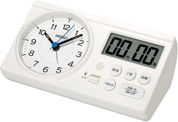 Seiko Clock BC418W Alarm Clock, Desk Clock, Education, 100% Calculation, Hideo Yinyama Model, Study Time, White, 2.4 x 6.3 x 3.5 inches 60 x 160 x 88 mm
