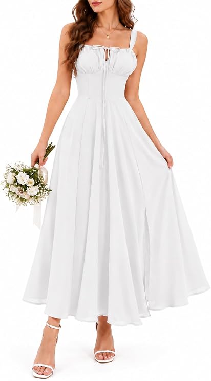 IBTOM CASTLE Women Corset Dress Floral Spaghetti Straps Milkmaid Sundress