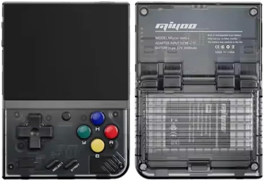 MIYOO Mini Plus V2 Retro Handheld Game Console, 3.5” IPS Screen, Dual-Core CPU, Linux System, 64GB with 15,000 Games, Portable Classic Gaming Console for Kids & Adults Crystal Black