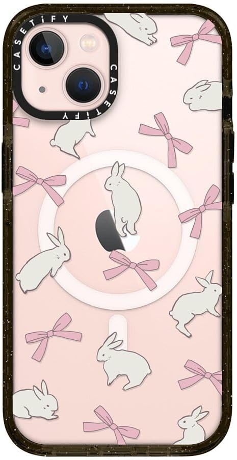 CASETiFY for iPhone 13 Case - Impact Compatible with MagSafe | 8.2 ft. 4x Military Grade Drop Protection | Rabbit Ribbon | Black